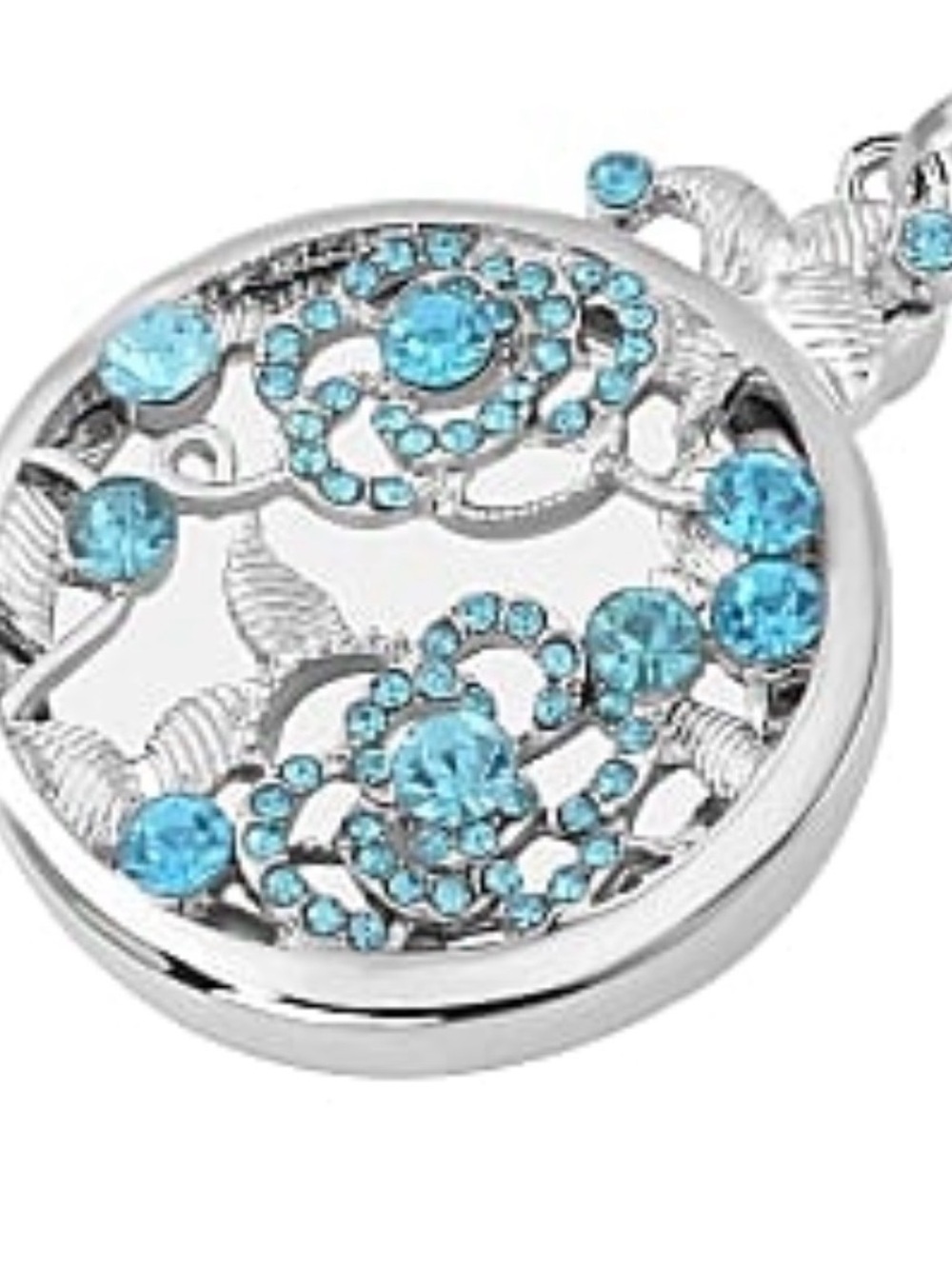 Blue Austrian Crystal and Glass Pendant Necklace in Silvertone 24 Inches